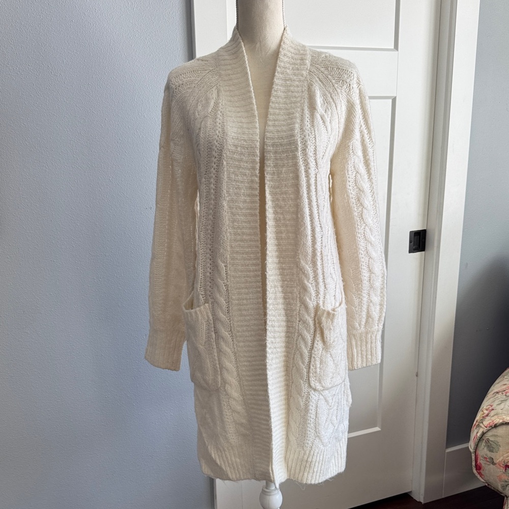 Abercrombie & Fitch Women's Ivory Open Front Cardigan